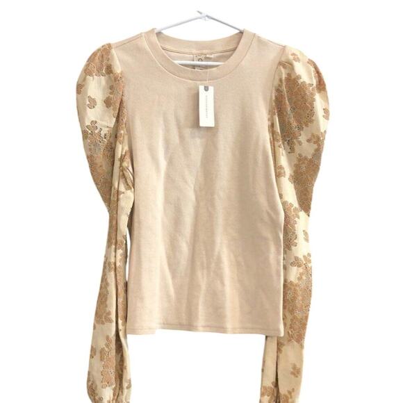 Women’s M Dolan Anthropologie Puff Sleeve Lace Top Romantic Cottagecore - Picture 2 of 5